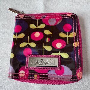 Hadaki Zip Around Wallet - Brown w/Colorful Flowers - 4.25" Square